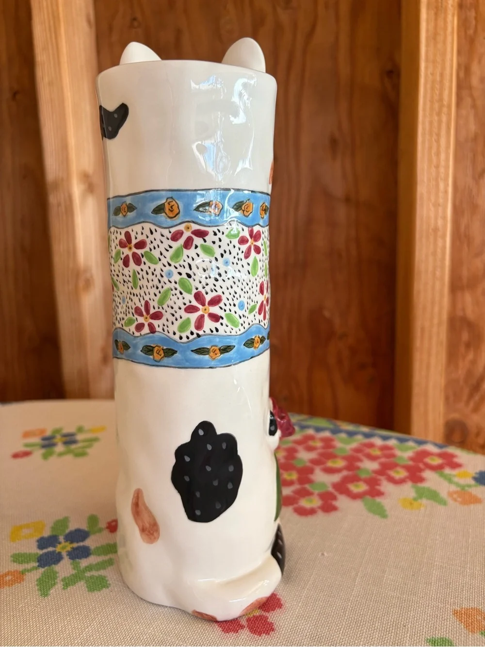 Vintage Susan Paley Catrina Cat Vase by Ganz Whimsical Folk Art 10